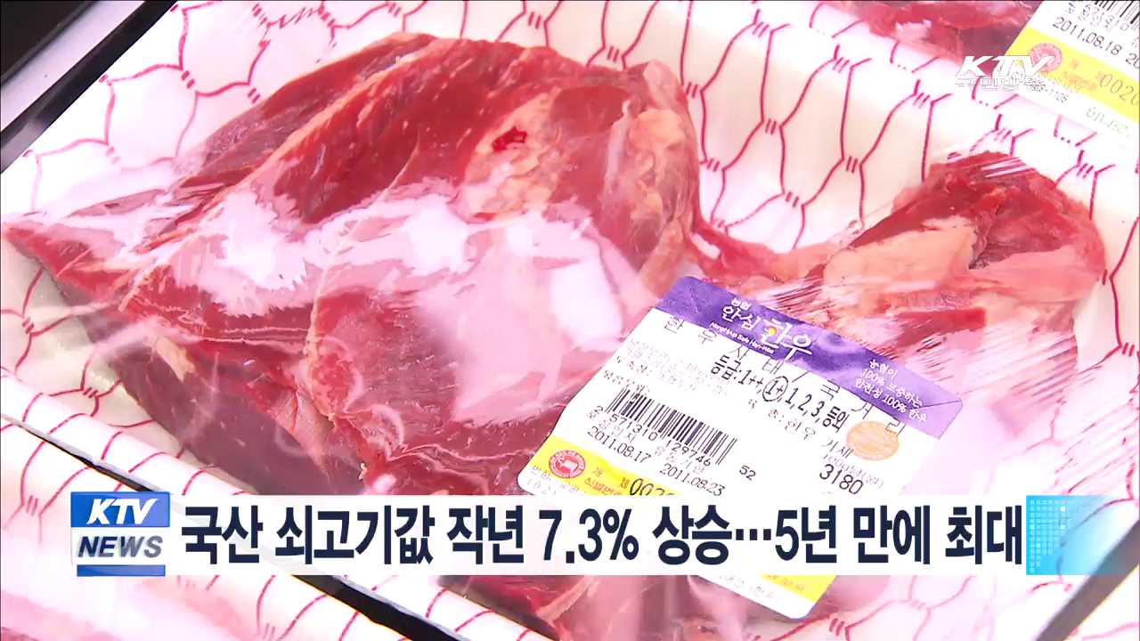 국산 쇠고기값 작년 7.3% 상승…5년 만에 최대