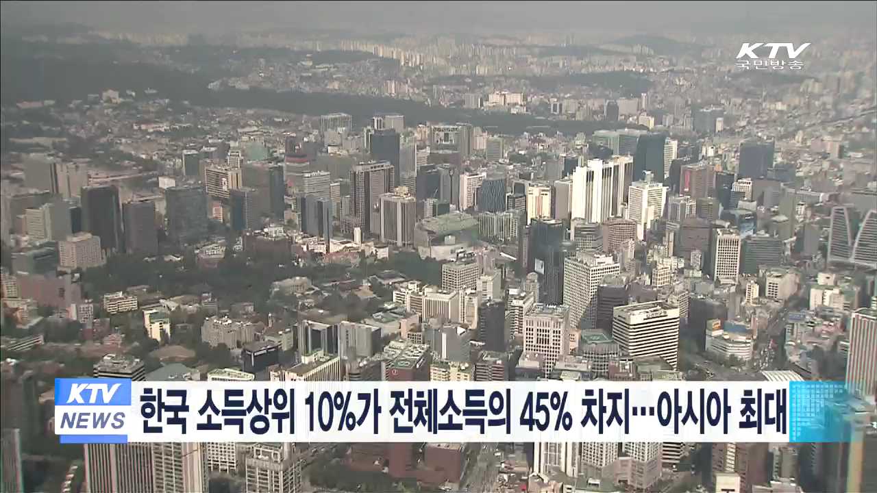 한국 소득상위 10%가 전체소득의 45% 차지…아시아 최대