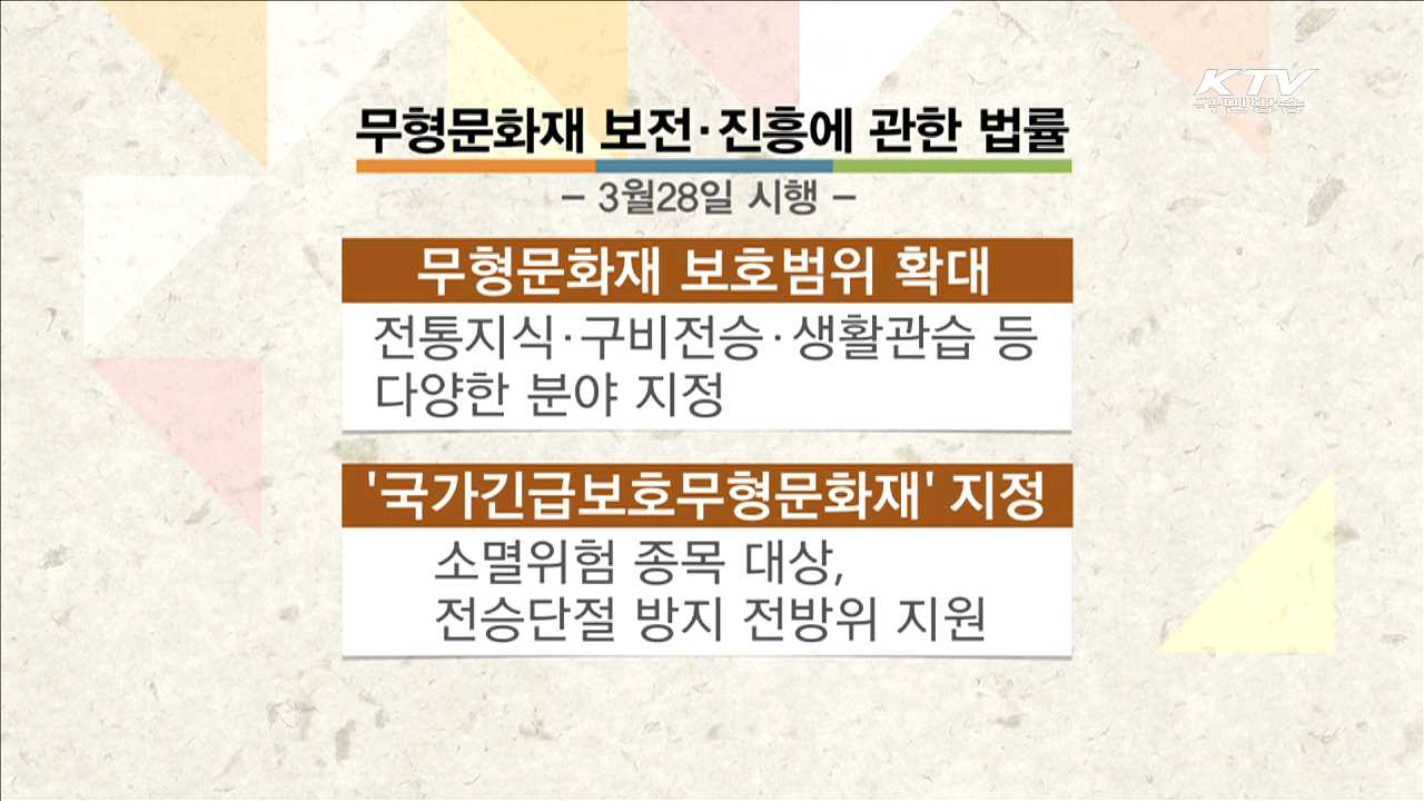 무형문화재 범위 확대…무형문화재법 시행