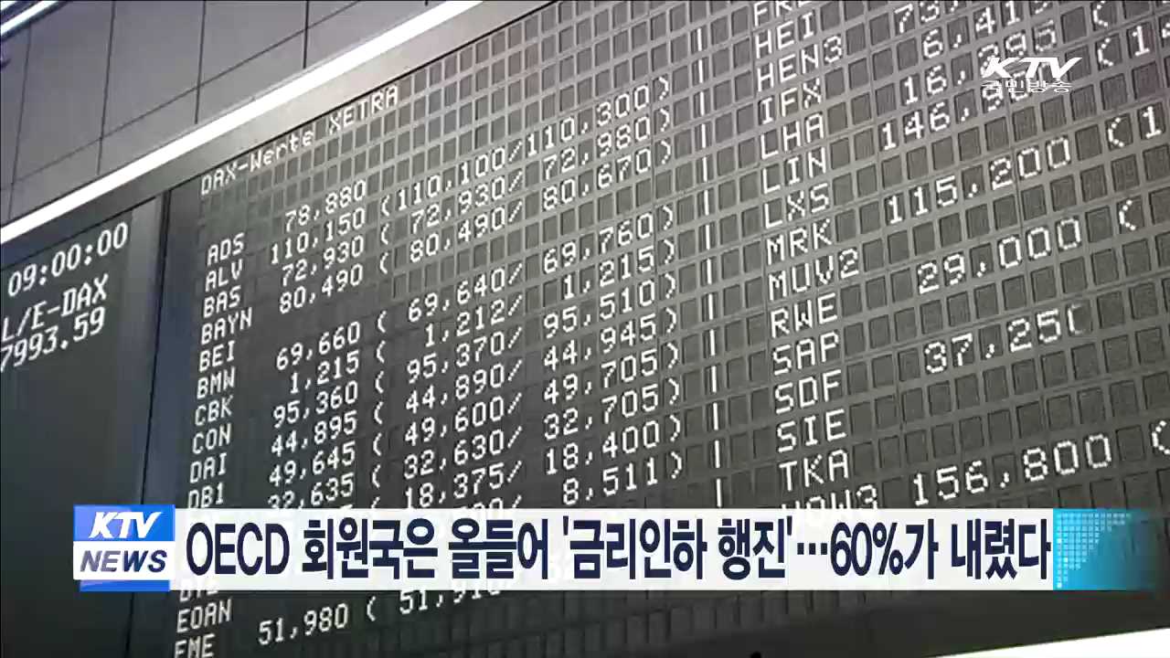 OECD 회원국은 올들어 '금리인하 행진'…60%가 내렸다