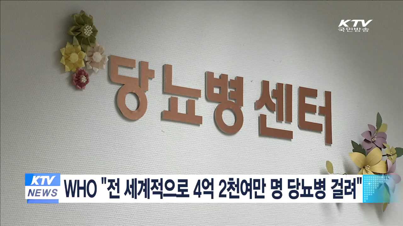 WHO "전 세계적으로 4억 2천여만 명 당뇨병 걸려"