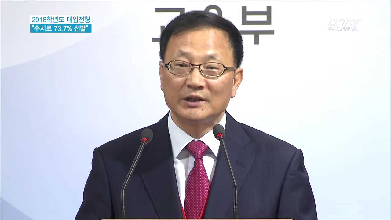 2018학년도 대입전형…"수시로 73.7% 선발"