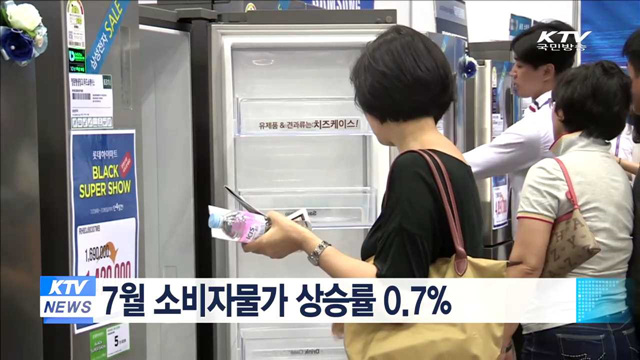 7월 소비자물가 상승률 0.7%