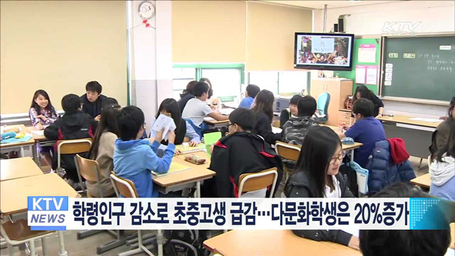 학령인구 감소로 초중고생 급감…다문화학생은 20%증가