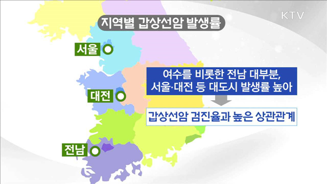 갑상선암 발생 대도시 편중…최대 15배 차이