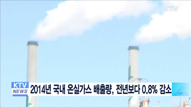 2014년 국내 온실가스 배출량, 전년보다 0.8% 감소