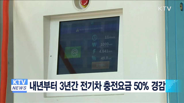 내년부터 3년간 전기차 충전요금 50% 경감