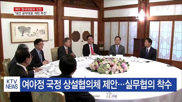 여야 원내대표와 오찬…"대선 공약대로 개헌 추진"