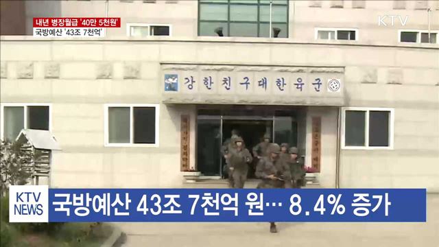 내년 병장월급 40만원… 국방예산 8.4% 인상 추진