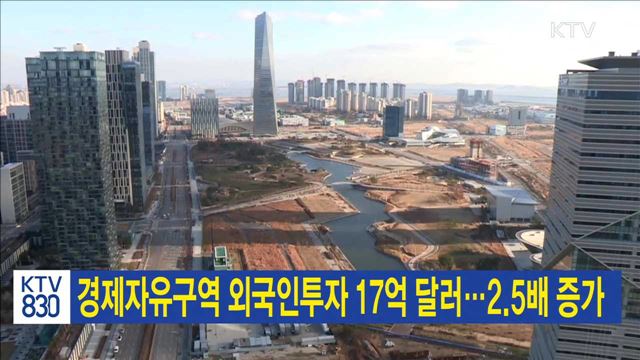 경제자유구역 외국인투자 17억 달러…2.5배 증가