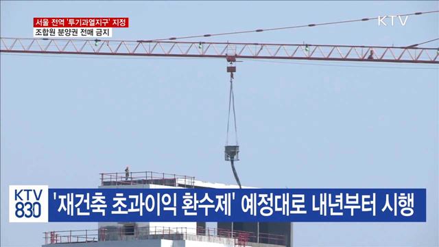 서울 전역 '투기과열지구'…조합원 분양권 전매 금지