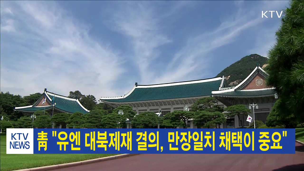 靑 "유엔 대북제재 결의, 만장일치 채택이 중요"