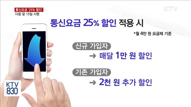 통신요금 '25% 할인'…매달 1만 원 요금 인하