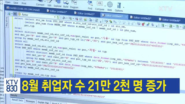 8월 취업자 수 21만 2천 명 증가