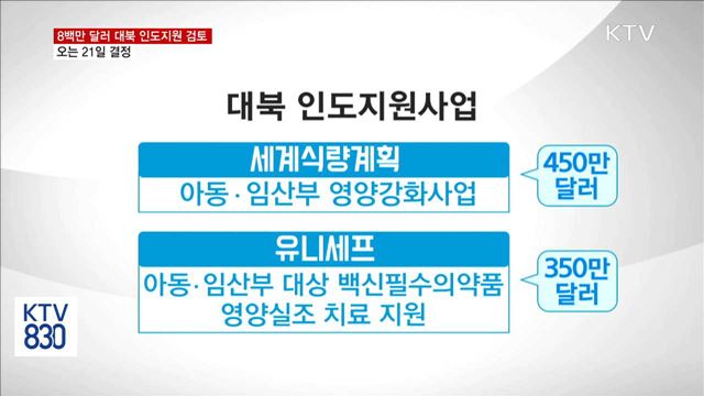 정부, 8백만 달러 대북인도지원 검토…21일 결정