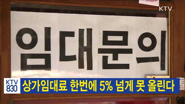 상가임대료 한번에 5% 넘게 못 올린다