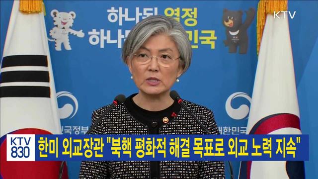 한미 외교장관 "북핵 평화적 해결 목표로 외교 노력 지속"