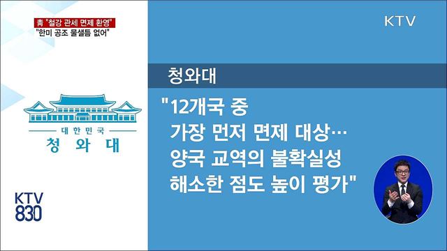 靑 "美 철강 관세 면제 환영…한미 공조 공고"