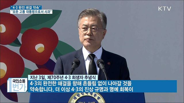 "4.3 완전 해결 약속…모든 고통 대통령으로서 사과"