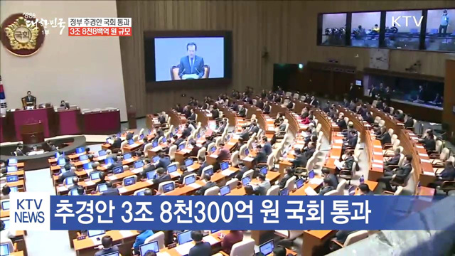 정부 추경안 국회 통과···3조 8천3백억 원 규모