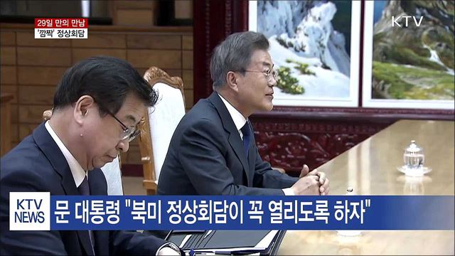 문재인-김정은 29일 만의 만남···'깜짝' 정상회담