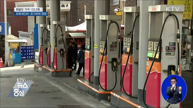 유류세 인하 효과···휘발유 가격 133.5원↓