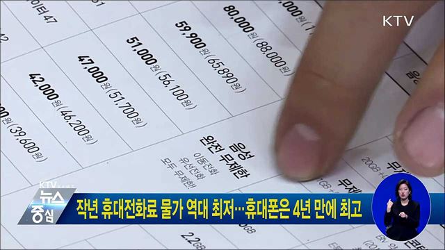 작년 휴대전화료 물가 역대 최저···휴대폰은 4년 만에 최고