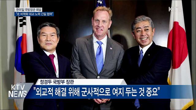 한미일 국방장관 회담···"北 비핵화 외교 노력 긴밀 협력"