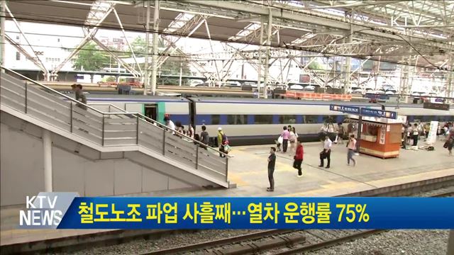 철도노조 파업 사흘째···열차 운행률 75%