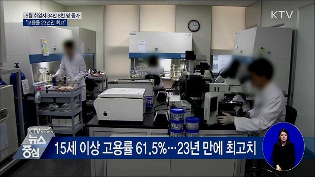 9월 취업자 34만 8천 명 증가···"고용률 23년만 최고"