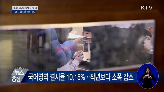 수능 외국어영역 진행 중···1교시 결시율 10.15%