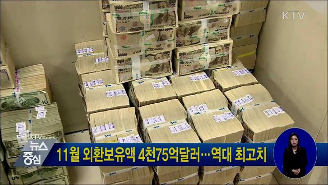 11월 외환보유액 4천75억달러···역대 최고치