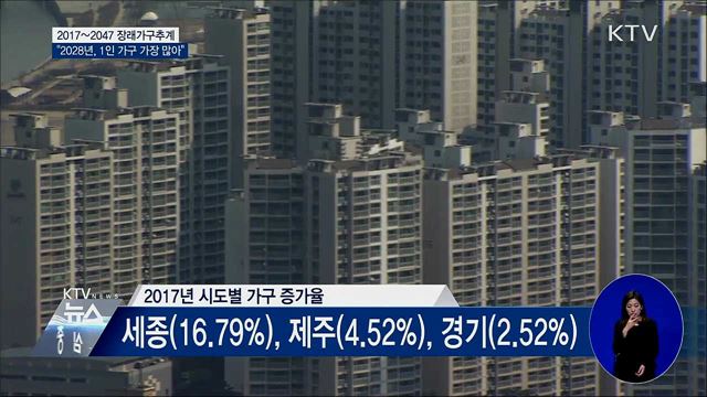 2028년, 1인 가구가 가장 많은 가구 유형
