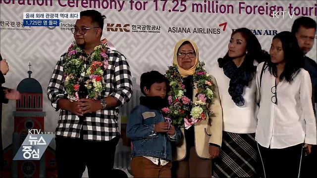 올해 외래 관광객 역대 최다···1,725만 명 돌파