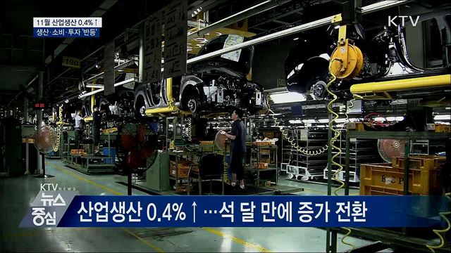 11월 산업생산 0.4%↑···생산·소비·투자 '반등'
