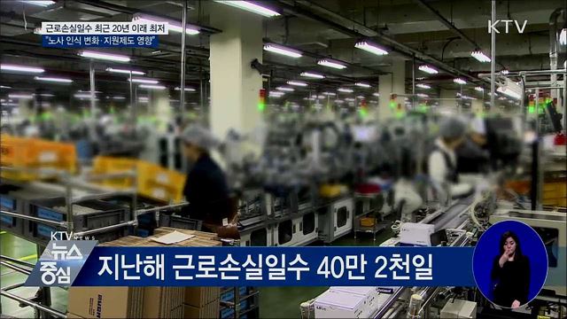 지난해 '근로손실일수' 2000년 이후 최저