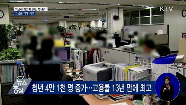 지난해 취업자 30만 명 증가···고용률 역대 최고