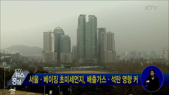 서울·베이징 초미세먼지, 배출가스·석탄 영향 커