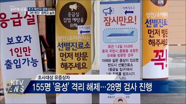 추가 확진 없어···'3번 환자' 접촉자 늘어