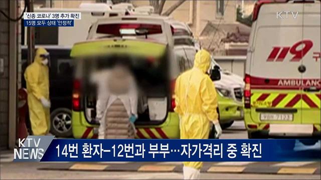 확진자 3명 추가···15명 모두 상태 '안정적'