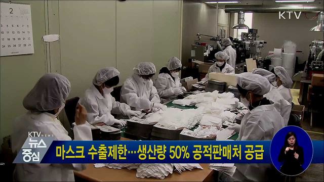 마스크 수출제한···생산량 50% 공적판매처 공급