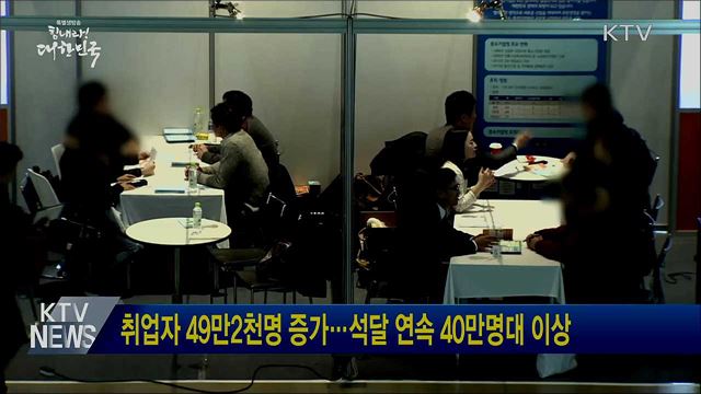 취업자 49만2천명 증가···석달 연속 40만명대 이상