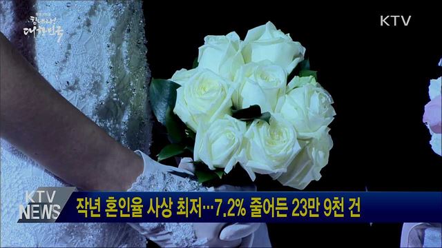 작년 혼인율 사상 최저···7.2% 줄어든 23만9천건