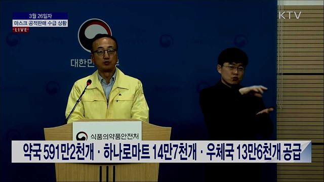 마스크 공적판매 수급 상황 브리핑 (20. 03. 26. 13시) 