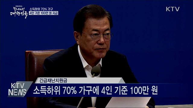 국민 70%에 4인가구 기준 100만 원 지급