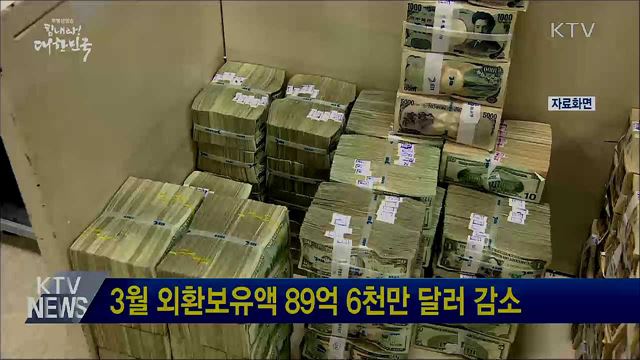 3월 외환보유액 89억 6천만 달러 감소