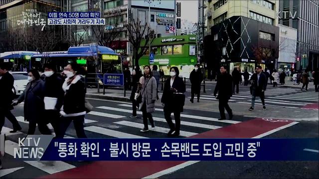 이틀 연속 신규 확진자 50명↓···사회적 거리두기 지속