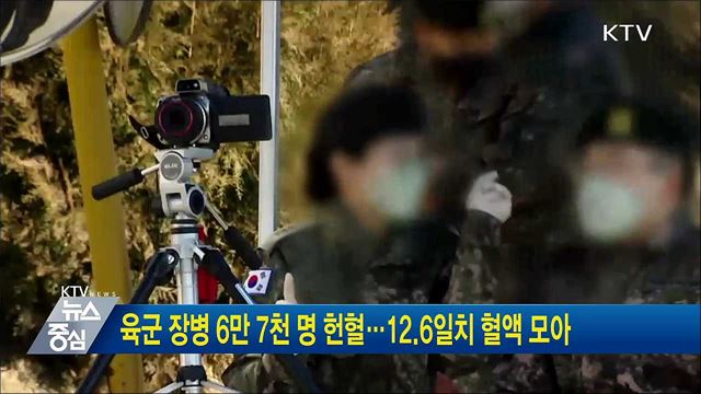 육군 장병 6만 7천 명 헌혈···12.6일치 혈액 모아