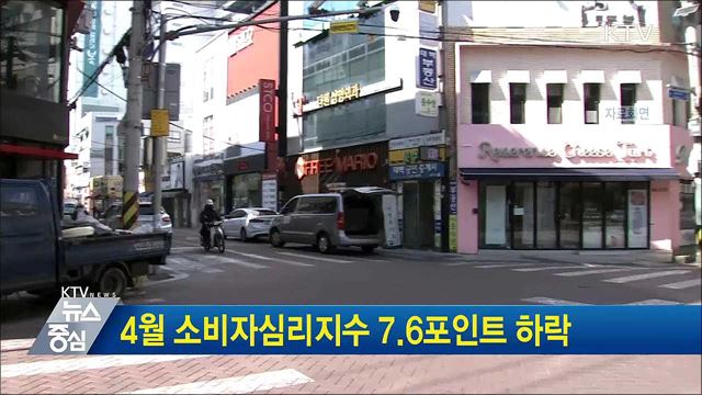 4월 소비자심리지수 7.6포인트 하락