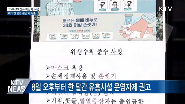 어제 신규 확진자 34명···이태원 클럽 관련 속출